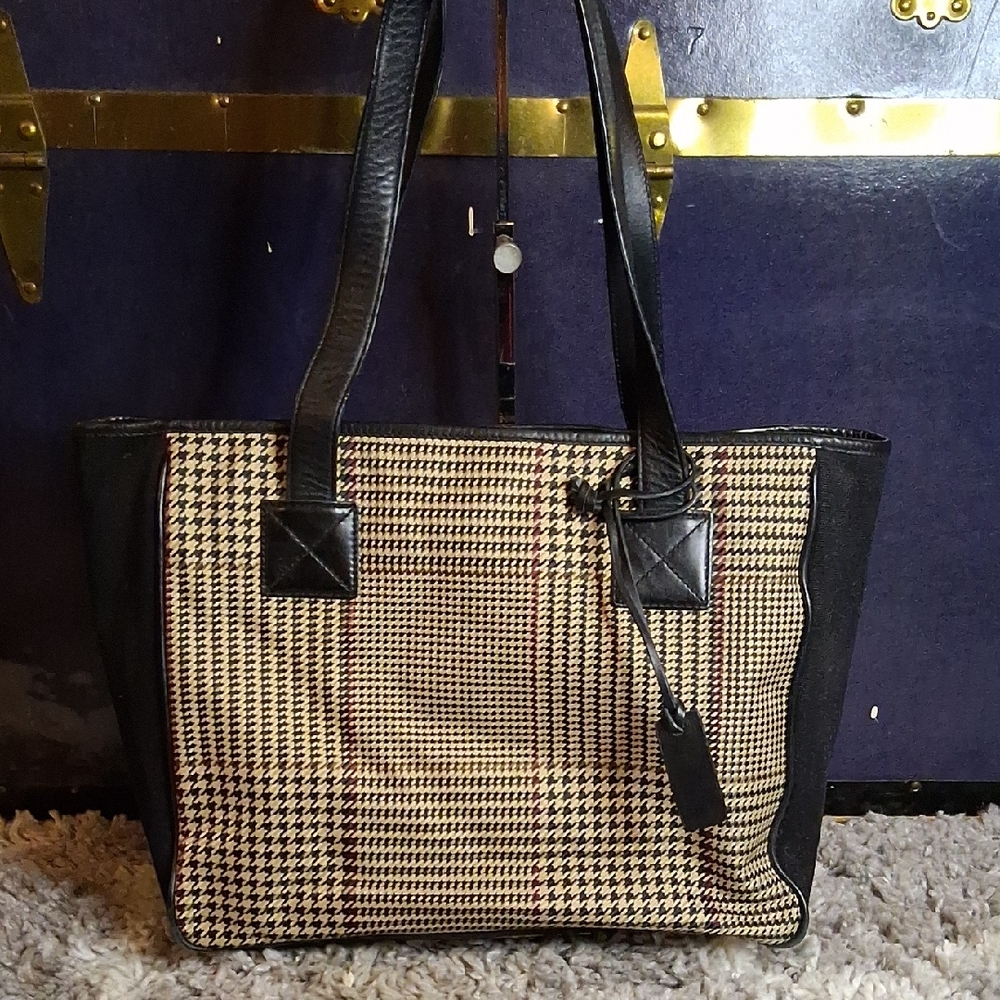 Lauren Ralph Lauren Old Money Medium Houndstooth Tote
